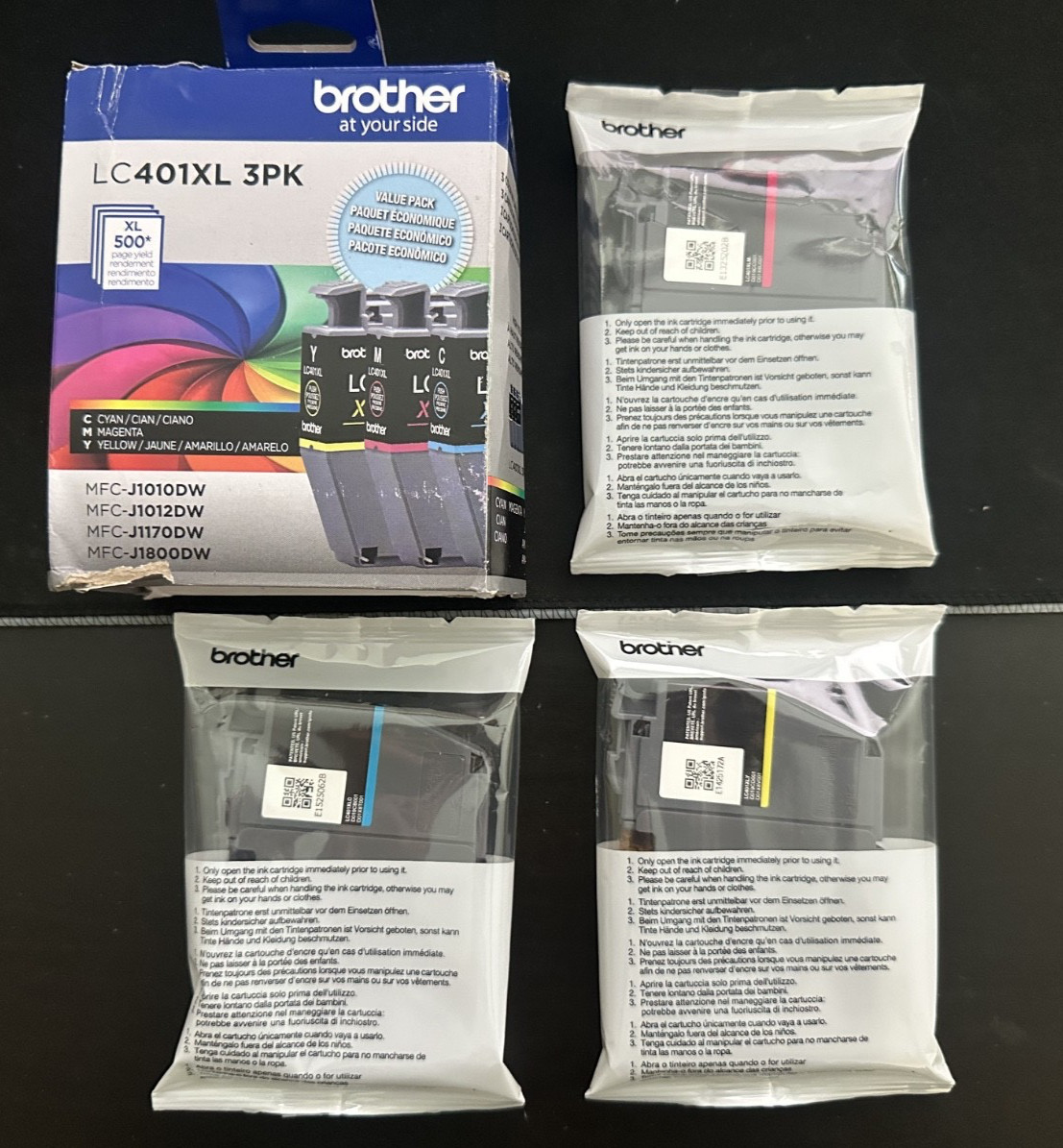 Brother Genuine LC401XL 3-Pack Color - Cyan, Magenta and Yellow, Exp 05/2028
