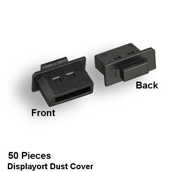 Black 50 Pieces of DisplayPort Dust Cover/Port Protector w/ Handle Hard Plastic