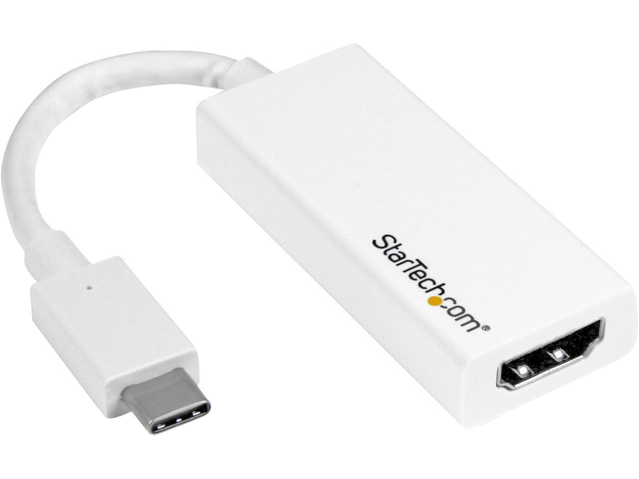 StarTech.com CDP2HD4K60W USB C to HDMI Adapter - White - 4K 60Hz - Thunderbolt 3