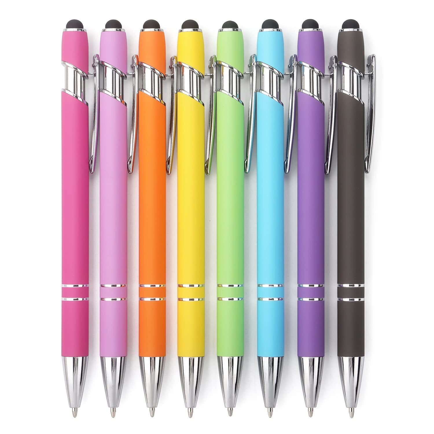 8 Pack Ballpoint Pen 2-in-1 Stylus Retractable Ballpoint Pen with Stylus tip,...
