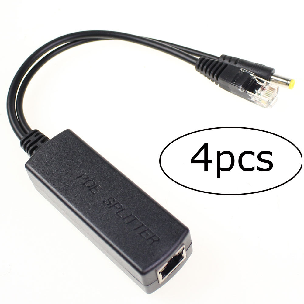 4Pcs Active PoE Splitter Power Over Ethernet 48V To 12V For IEEE802.3af 15.4W US