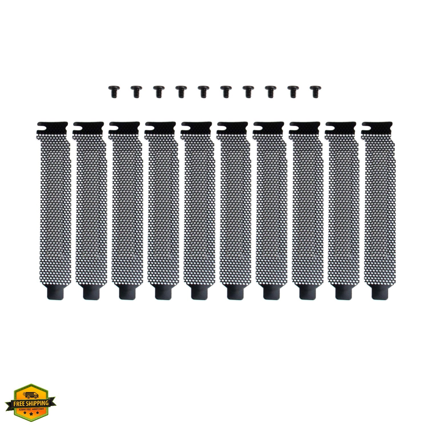 10 Pack Black PCI Slot Cover Hard Steel Filter Blanking Plate with Screws