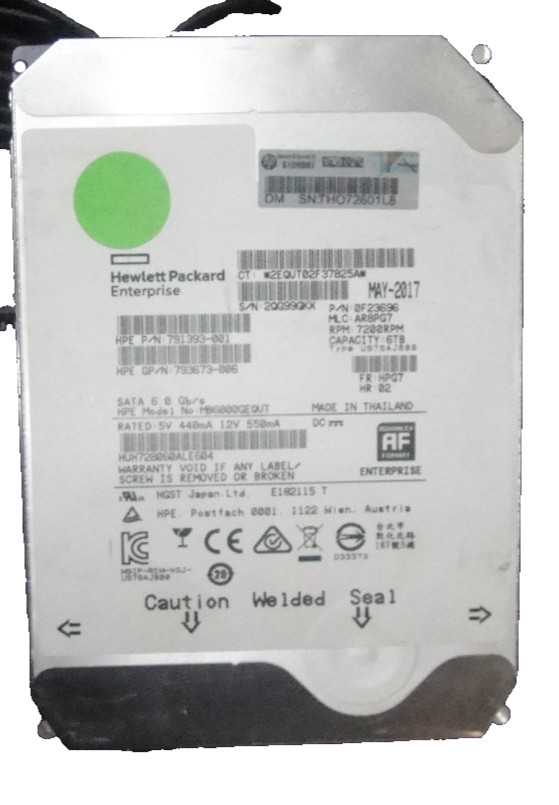 HGST HUH728060ALE604 0F23696 6Tb 7200RPM SATA6 3.5" Hard Drive HP 791393-001
