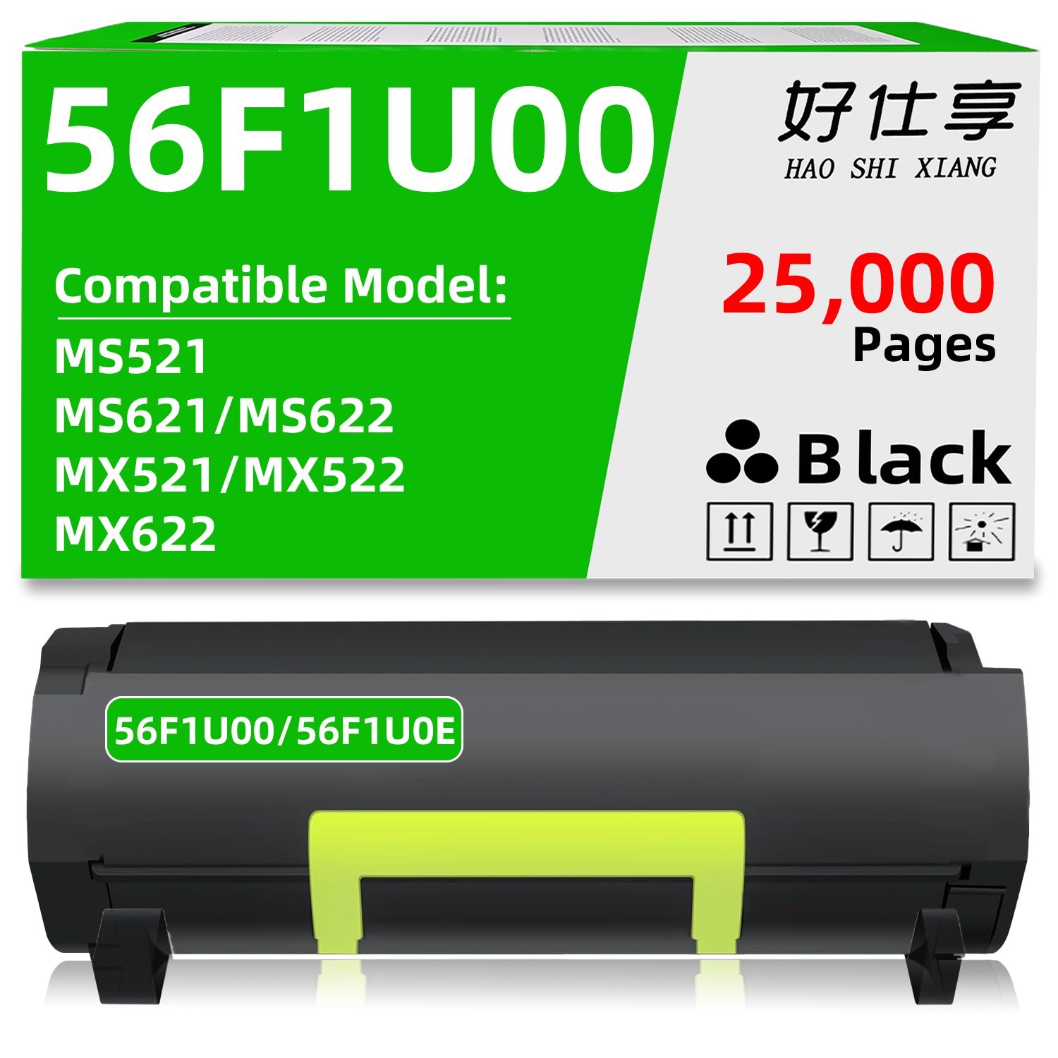 56F1U00 Toner Cartridge Compatible for Lexmark 56F1U0E 56F0UA0 MS521 MS621 MS622
