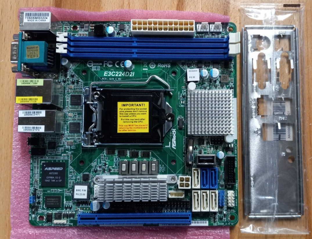 ASRock Rack E3C224D2I Mini-ITX LGA1150 C224 Server Motherboard w/ IO Shield