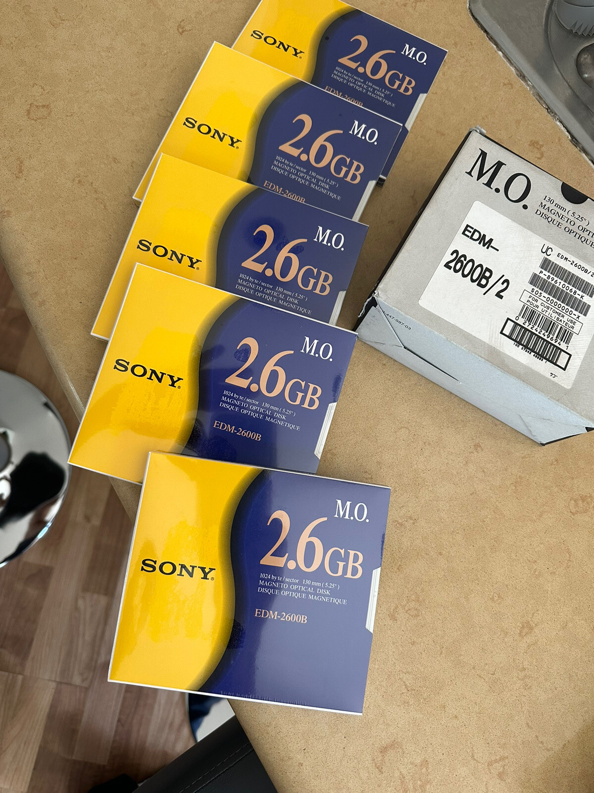 New Sealed SONY M.O. 5 Pack EDM 2600B 2.6gb 130mm 5.25" Magneto Optical Disks 