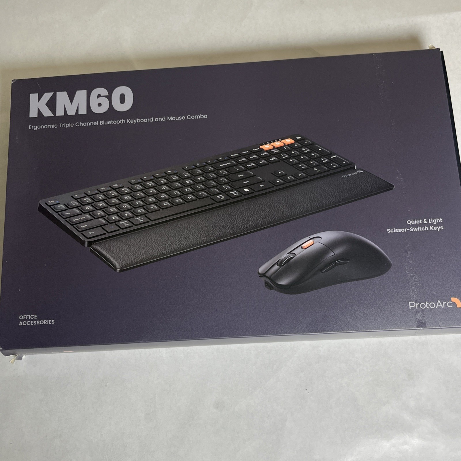 NEW PROTOARC KM60 ERGONOMIC BLUETOOTH KEYBOARD MOUSE COMBO  TRIPLE CHANNEL USB
