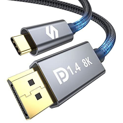 USB C to DisplayPort 1.4 Cable Thunderbolt 4/3 to DisplayPort 6.6FT [8K@60Hz,...
