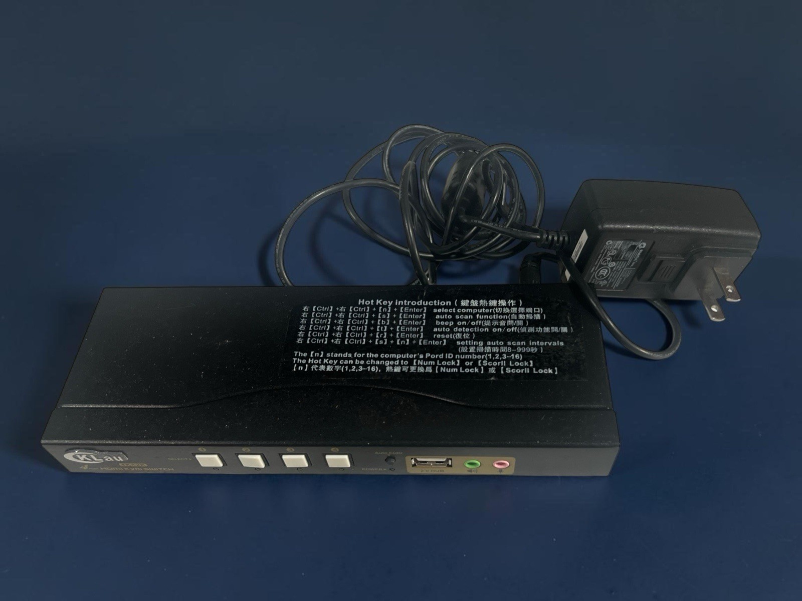 CKLau 64HUA 4-Port HDMI KVM Switch 4K 60Hz USB Audio w/ Power Adapter