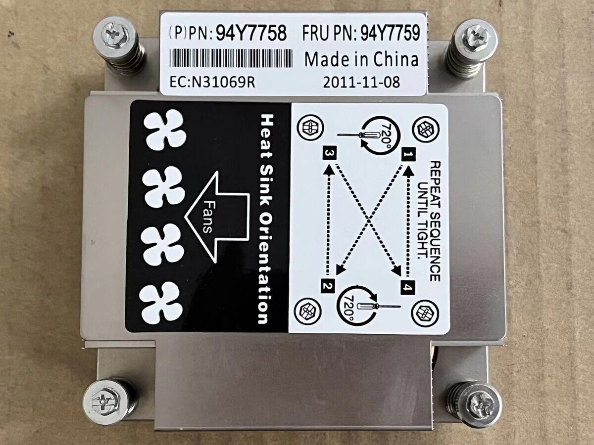 94Y7759 IBM System x3620 M3 x3630 M3 Heatsink 94Y7758 N31069R  Pulled