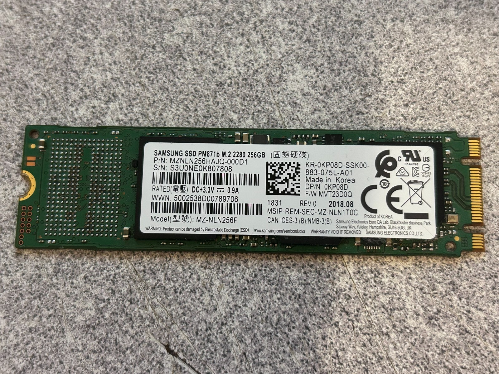 Samsung Dell 256GB 2280 M.2 SSD KP08D Quick Ship