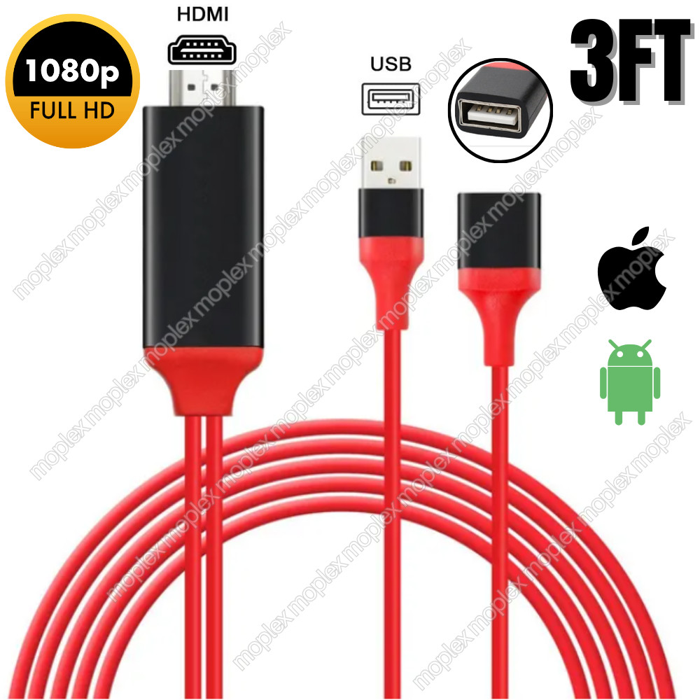 1080P HDMI Mirroring Cable Phone to HDTV AV Adapter For Android iPhone Samsung