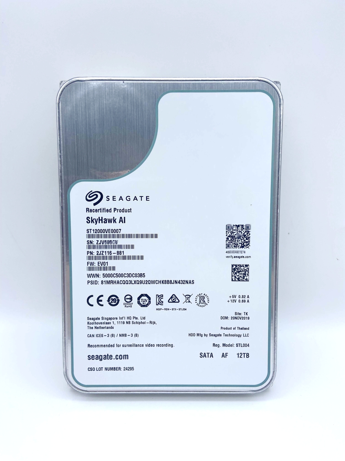 5X ST12000VE0007 Seagate 12TB SkyHawk Al 7.2K SATA 3.5 256MB Internal Hard Drive