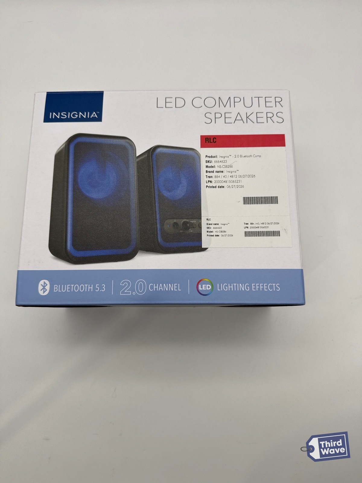 Insignia 2.0 Bluetooth Computer Speakers RGB Lighting 6.8W Black NS-CSB2B6