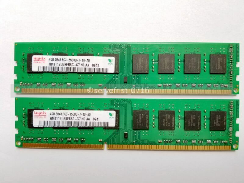 Hynix 8GB 2x 4GB PC3-8500u DDR3 240pin 1066 MHz DIMM Desktop Memory RAM Non-Ecc