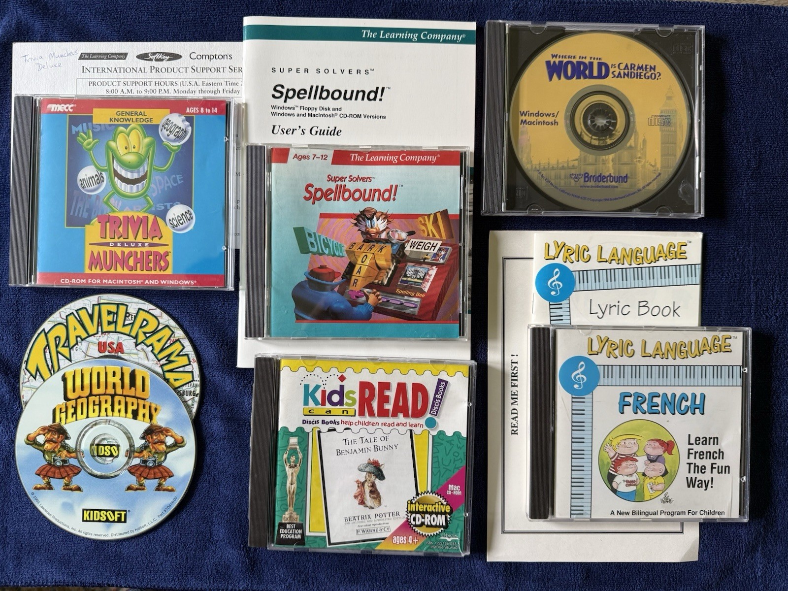 Vintage Kids Educational Software Lot 7 Mac Windows CD-ROMs Carmen Munchers