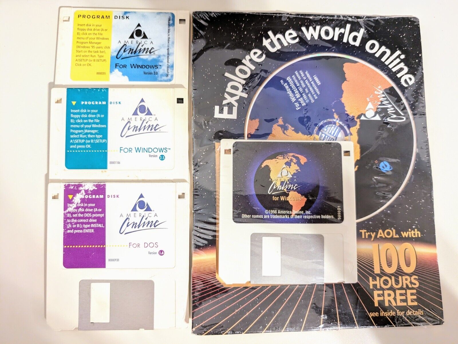 AOL Discs - Version 1.6, 2.5, 3.0, 94-97 Windows and Mac