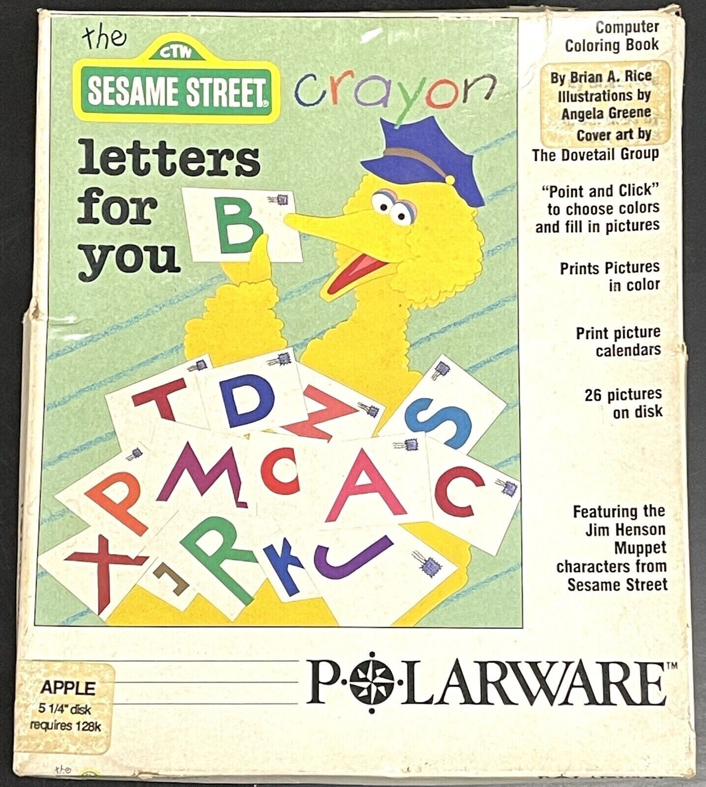 Vintage The Sesame Street Crayon Polarware 5.25” Disk Apple II