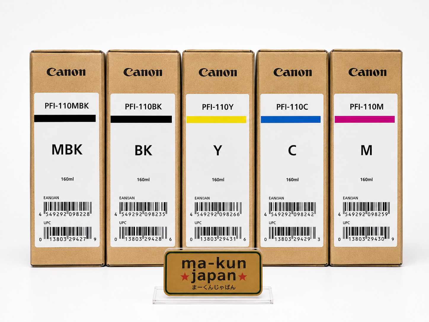 Canon PFI-110 Genuine Ink Set 5 Colors MBK BK C M Y New Sealed Japan OEM