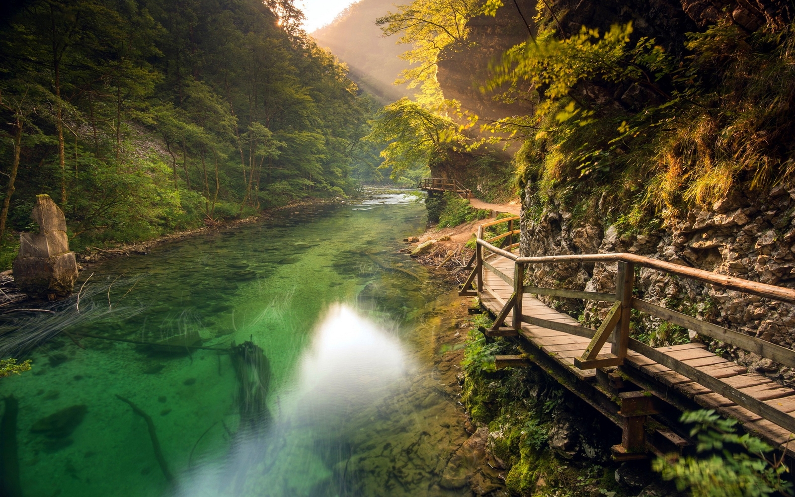 Landscape nature river walkway mountains path forest Custom Gaming Mat Desk