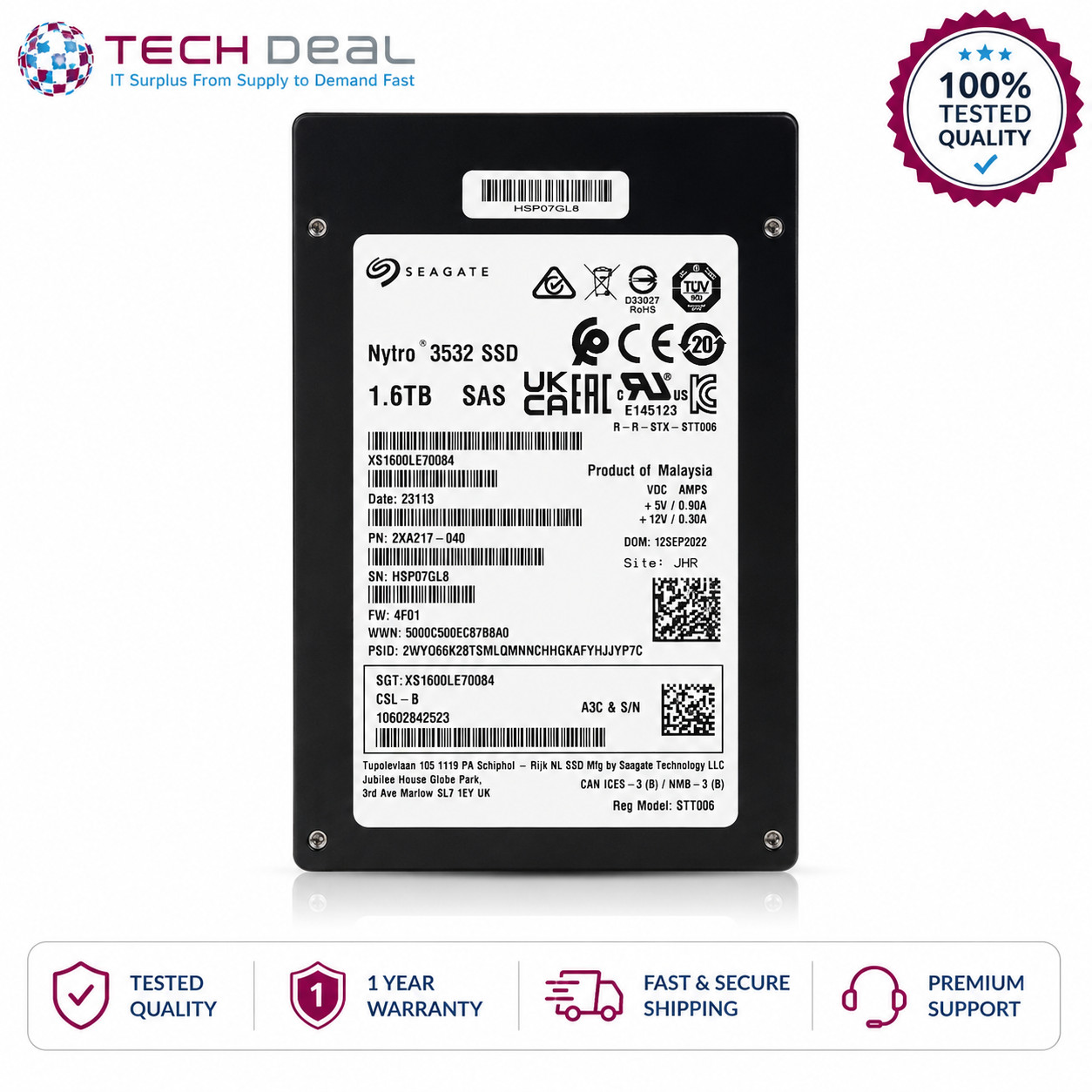 Seagate Nytro 3532 1.6TB SAS 12Gb/s 2.5" Enterprise SSD XS1600LE70084