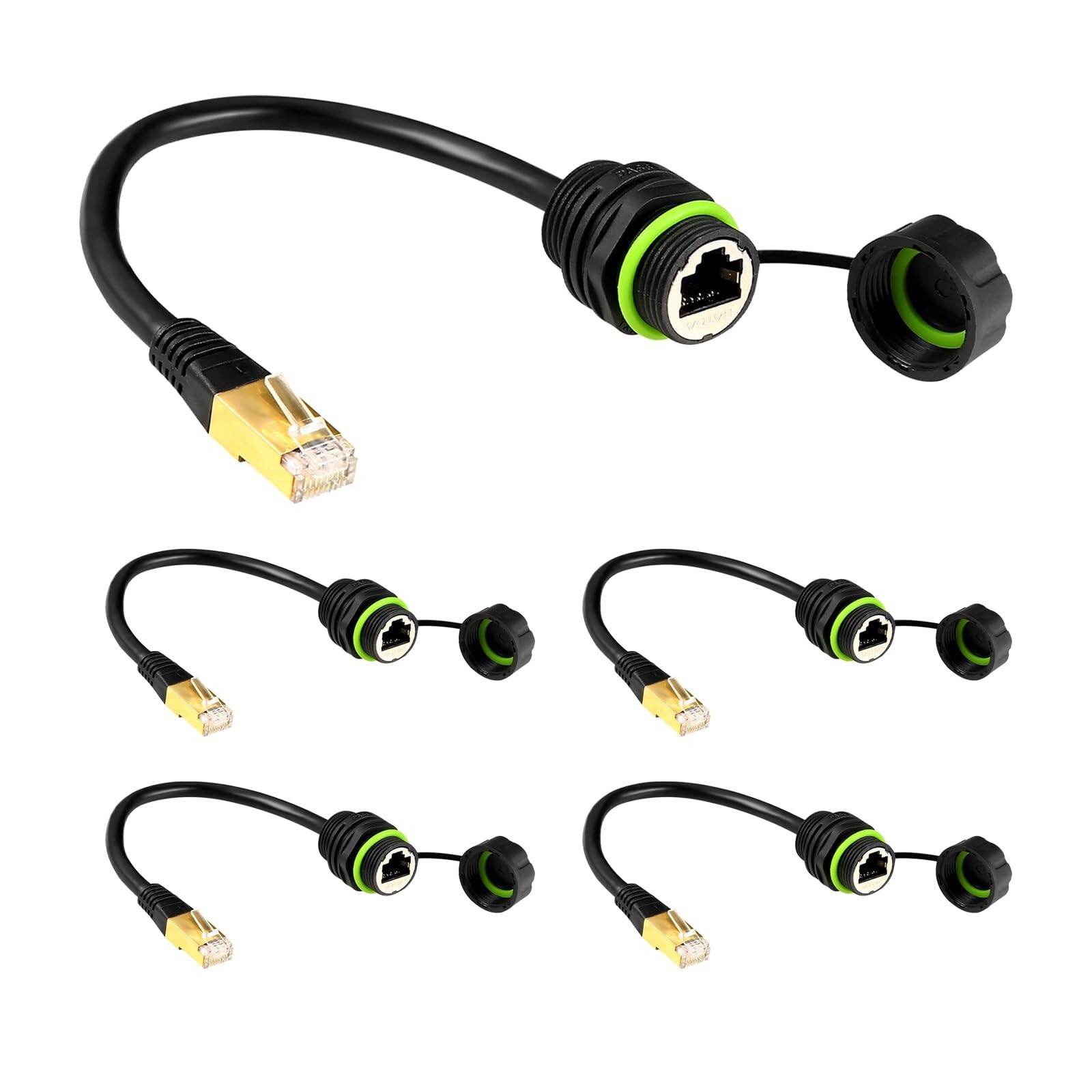 5PCS Panel Mounting RJ45 Waterproof Connector M20 Cat5/5e/6 Ethernet LAN Cabl...