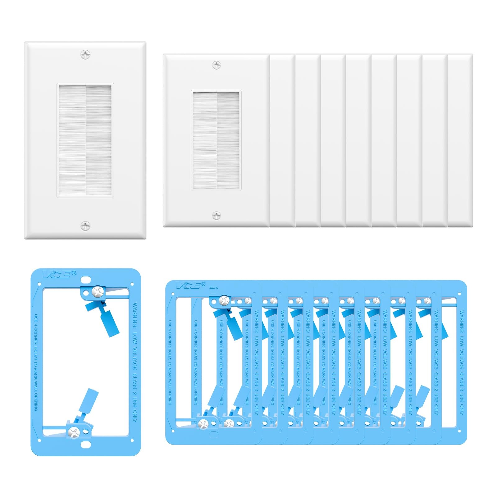 Brush Wall Plate with Mounting Bracket 10-Pack