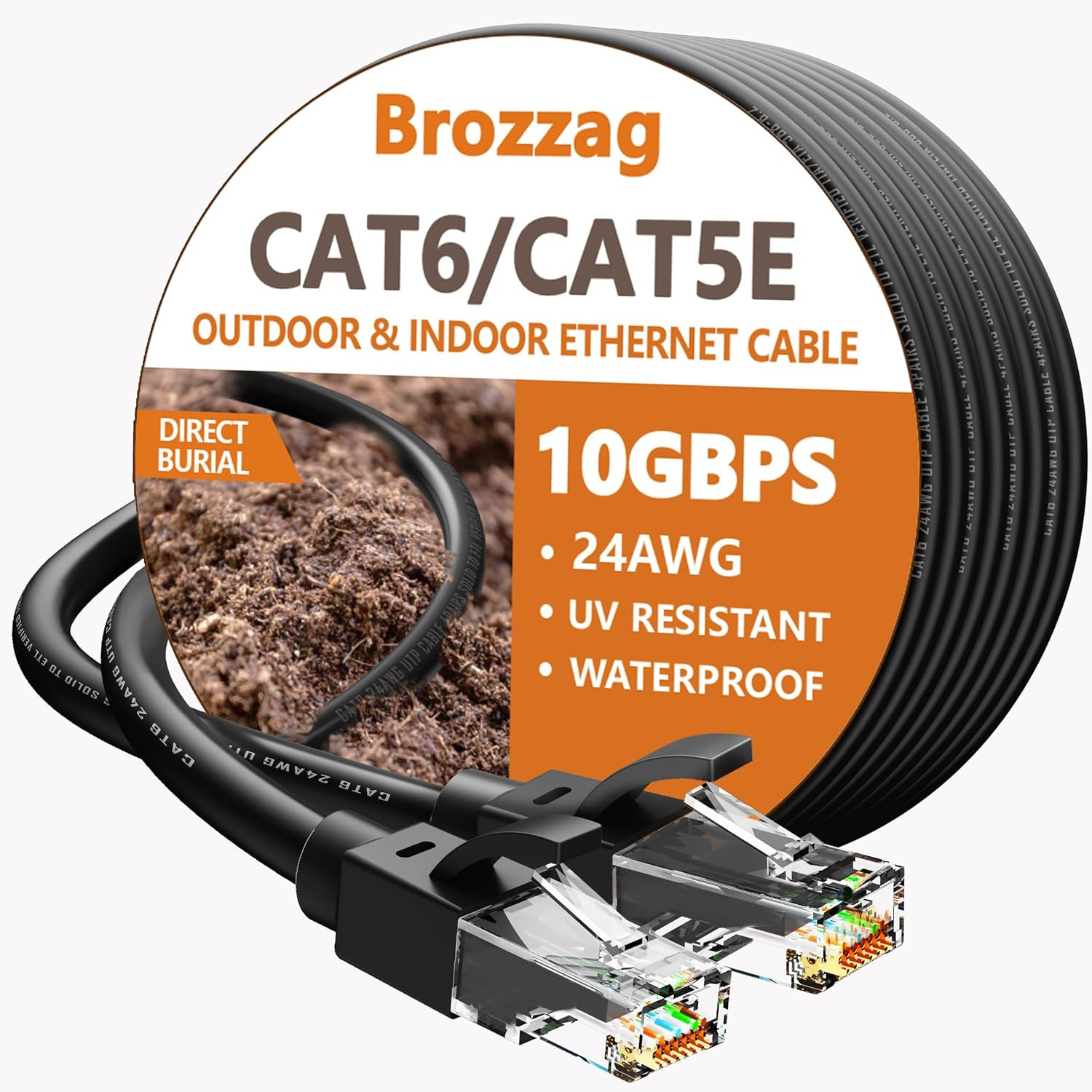 150ft Cat6 Outdoor Direct Burial Ethernet Cable Waterproof High Speed