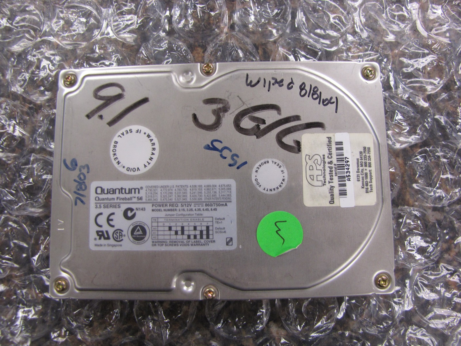 Quantum Fireball SE 3.2S 5400RPM SE32S012 3GB Ultra SCSI Hard Drive Tested -NN34