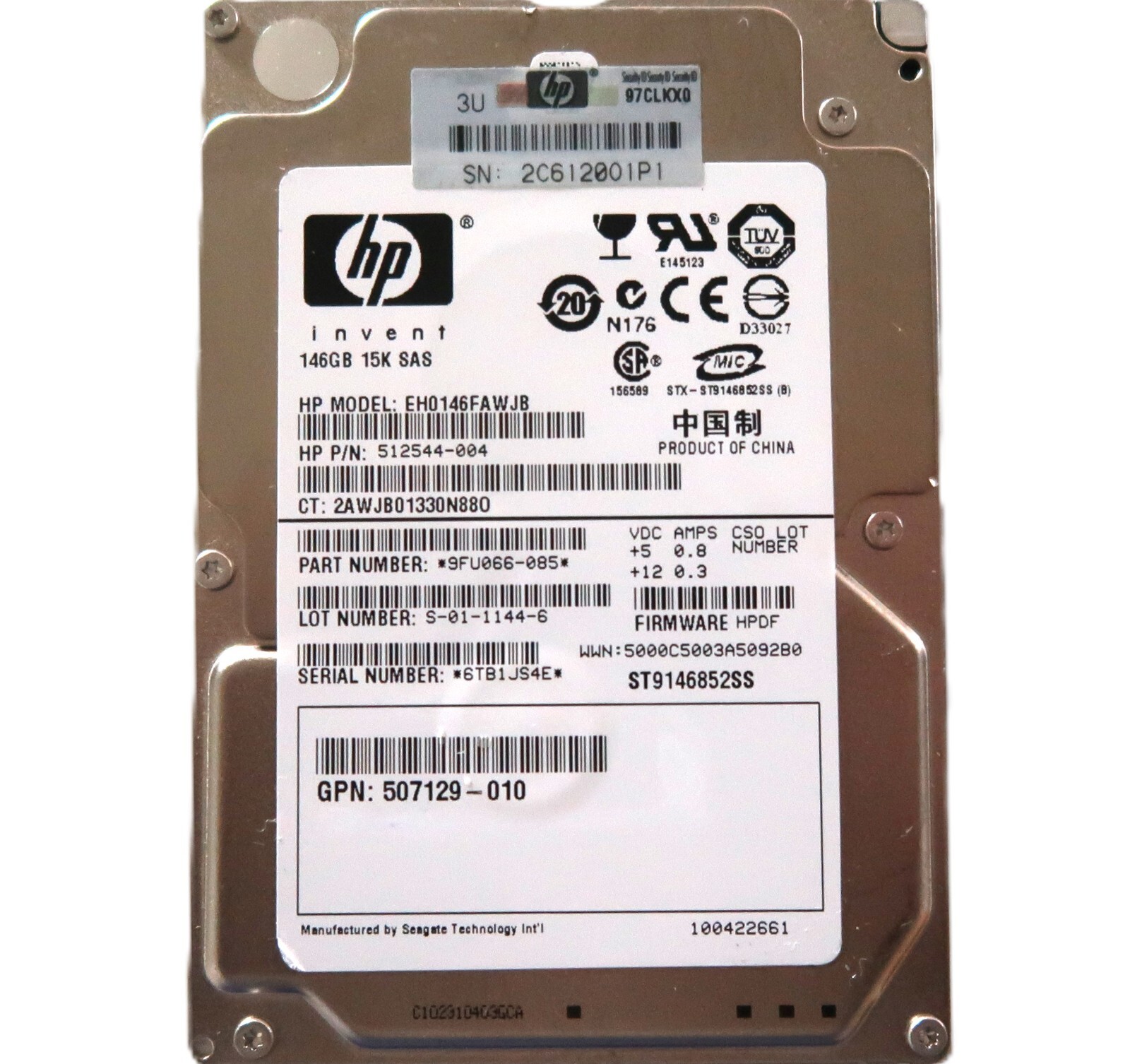 Seagate ST9146852SS 9FU066-085 HPDF 512544-004 507129-010 146gb SAS 2.5" HDD