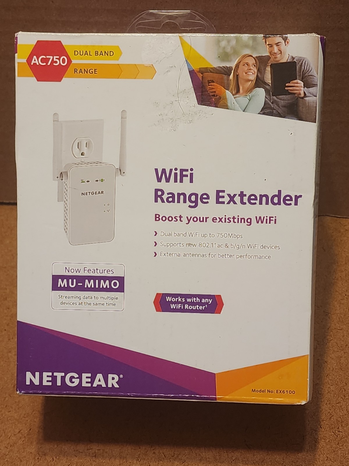 Netgear AC750 WiFi Range Extender Boost Wi-Fi EX6100-100NAS MU-MIMO -New