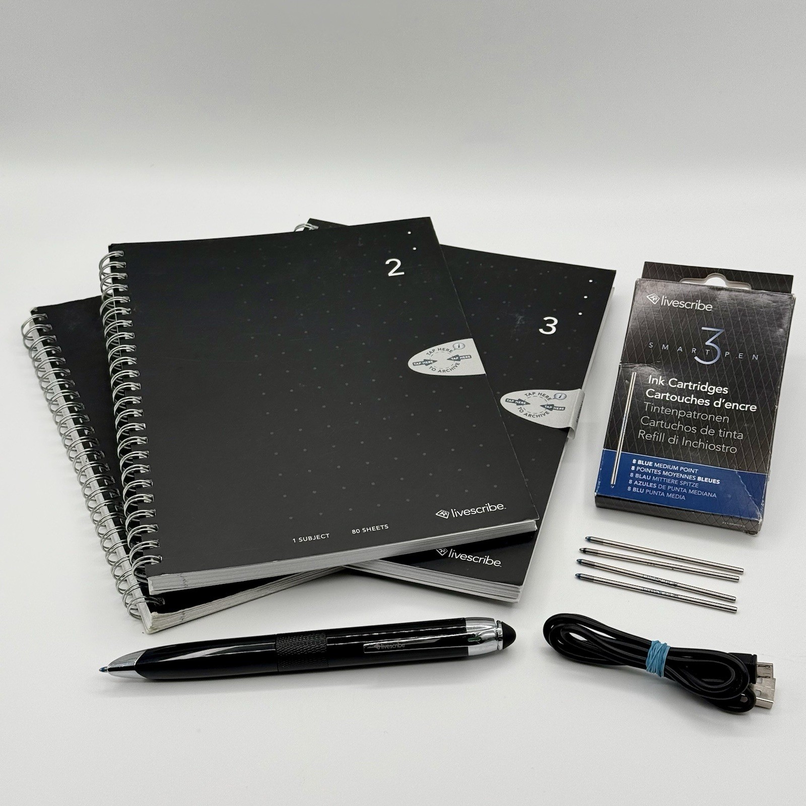 Livescribe 3 Smartpen V1110 – Digital Handwriting & Audio Recording Bundle