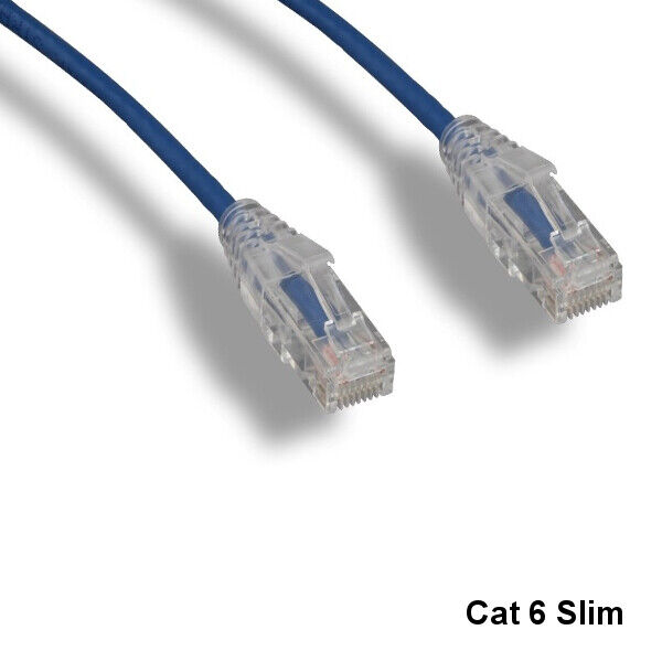 KNTK Blue 14ft Slim Cat6 UTP Ethernet Patch Cord OD 3.6MM 28AWG Networking RJ45