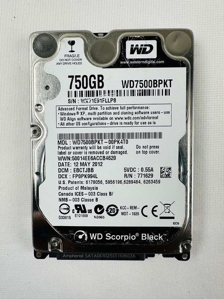 Western Digital WD7500BPKT-00PK4T0 Hard Disk Drive