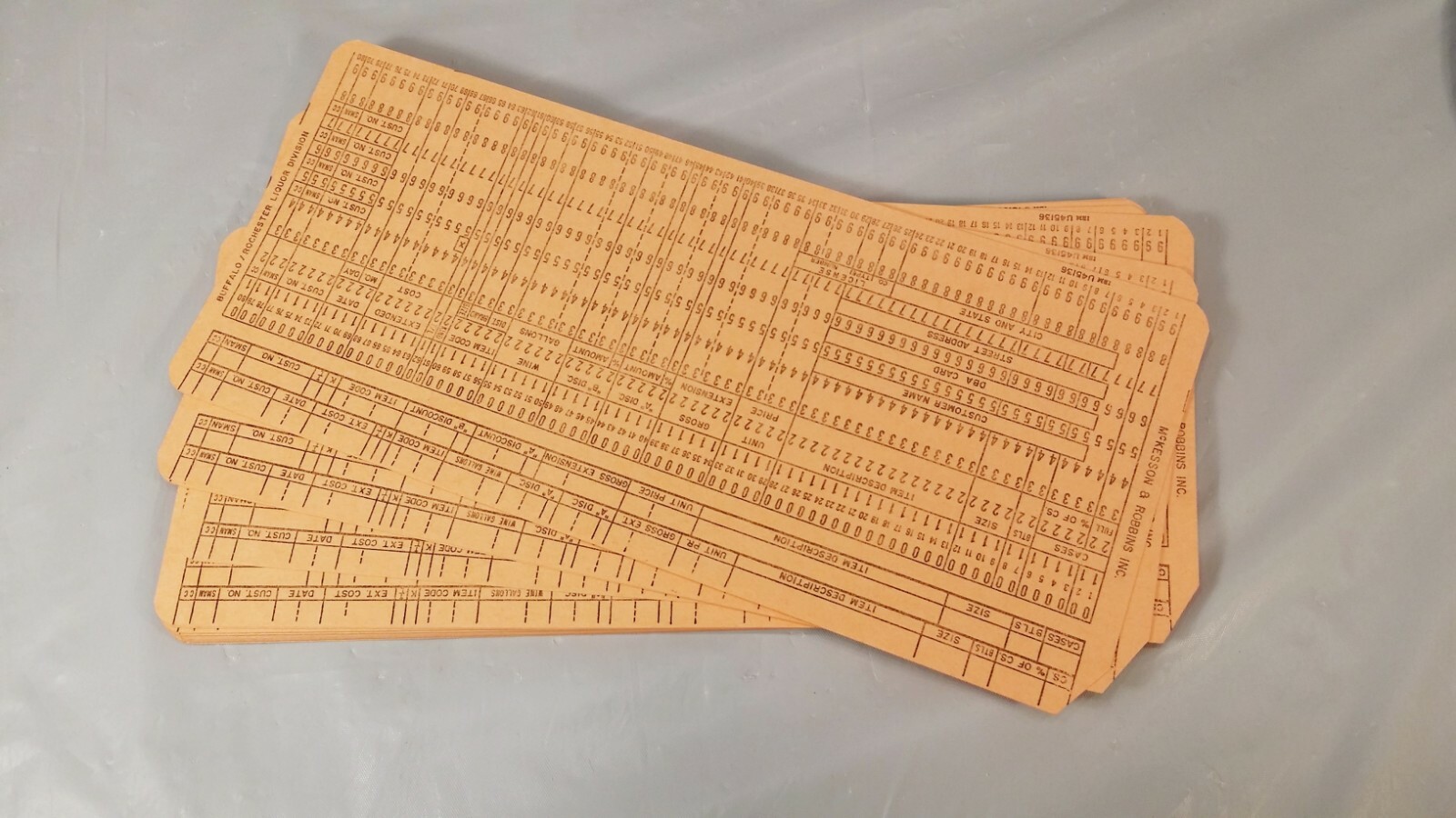 25 Vintage IBM ORANGE Punch Cards Buffalo / Rochester Liquor Division Unused 