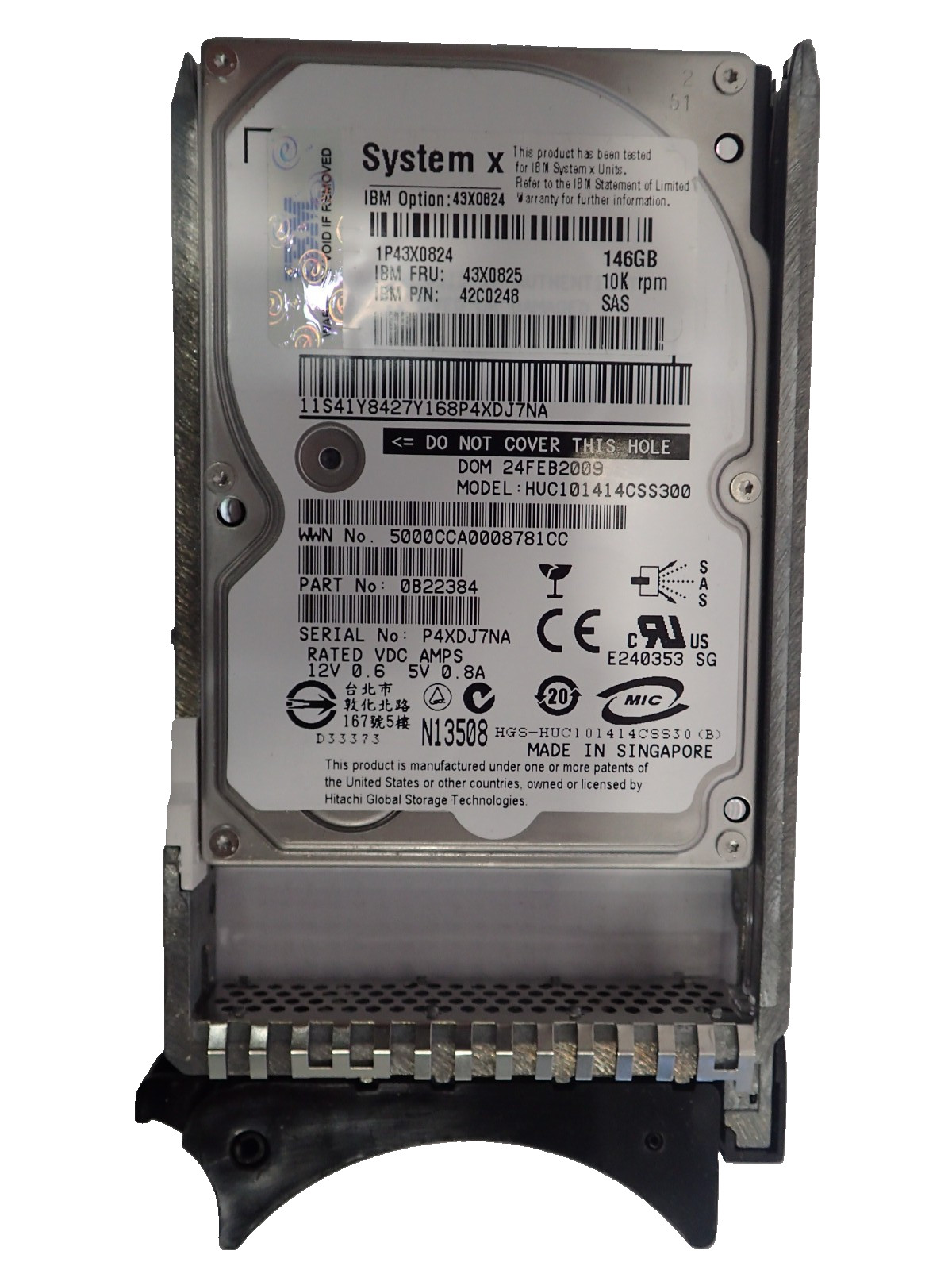 Lot of 4 IBM 43X0825 146GB, 10,000 RPM, 2.5" inch SAS Internal Hard Disk Drives