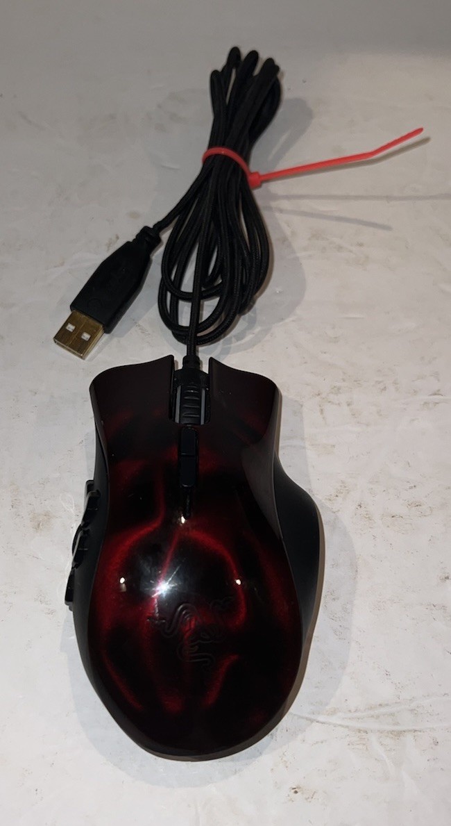 Rare Razer Naga Hex Wraith Red Laser Gaming Mouse RZ01-0075 MMO MOBA