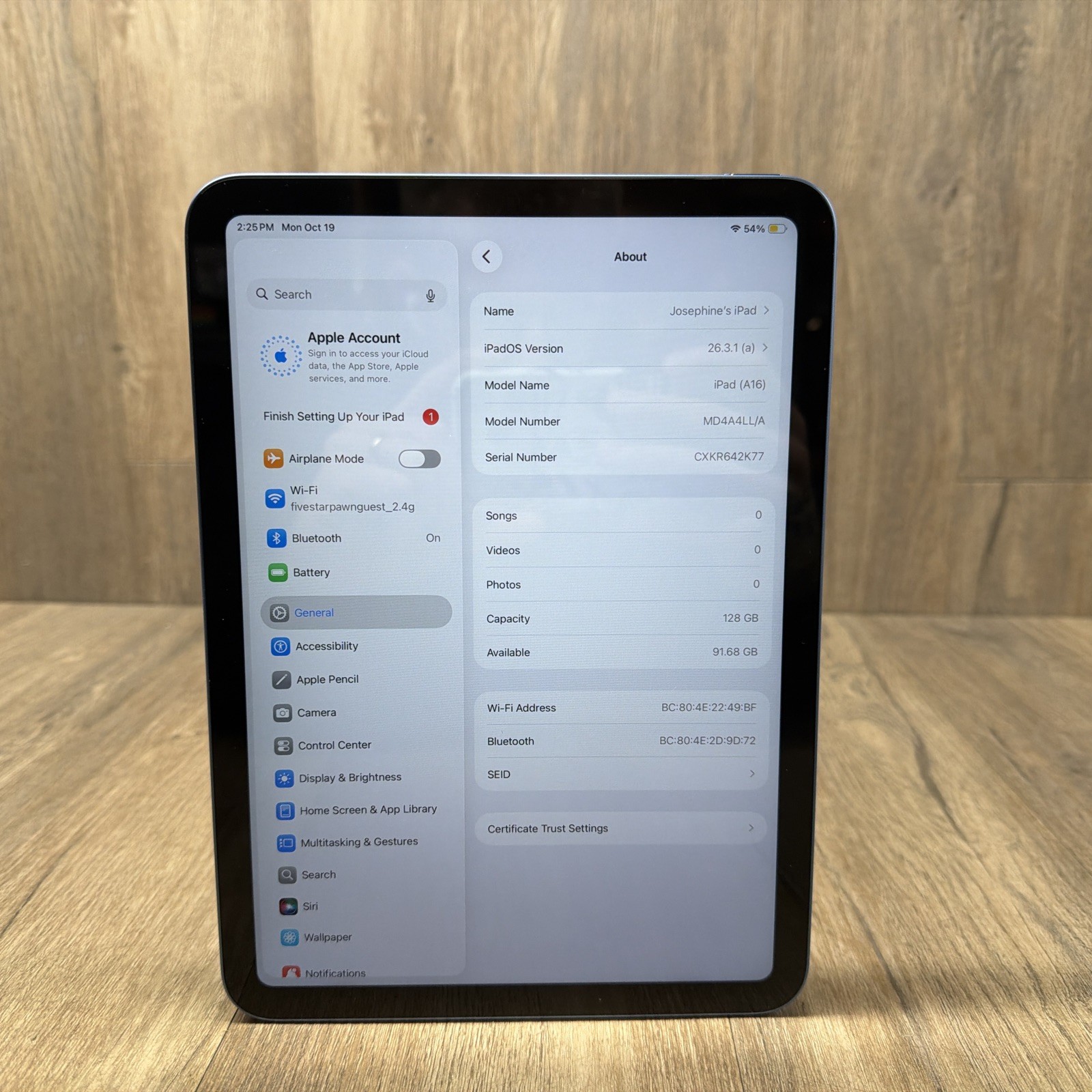 WiFi Only Apple iPad 11" (A16) 128GB Blue MD4A4LL/A