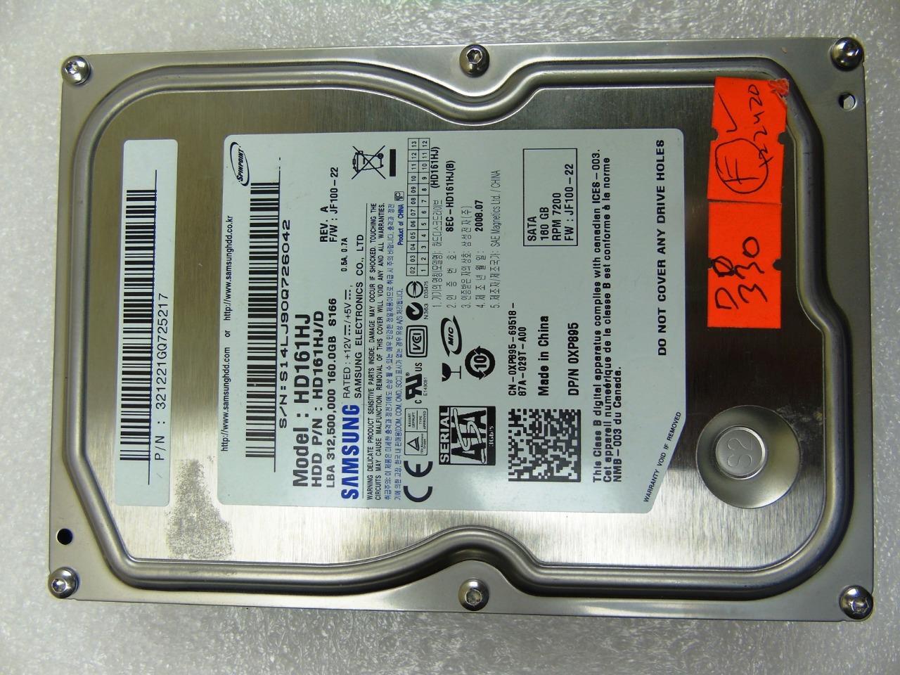 Dell Samsung HD161HJ,  Desktop PC 160GB SATA , 3.5" HDD,  FW: JF100-22, 2008.09