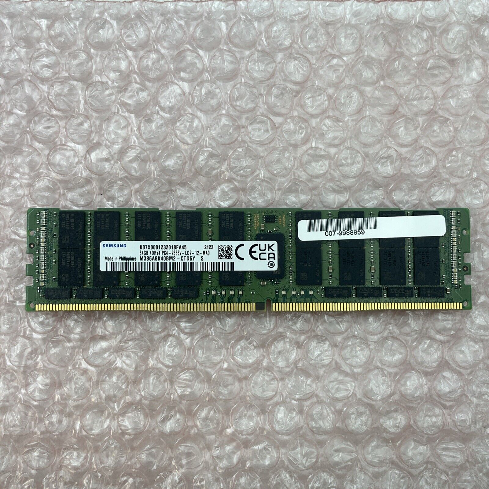 LOT OF 8 Samsung 64GB 4DRx4 PC4-2666V-LD2-12 Server Memory