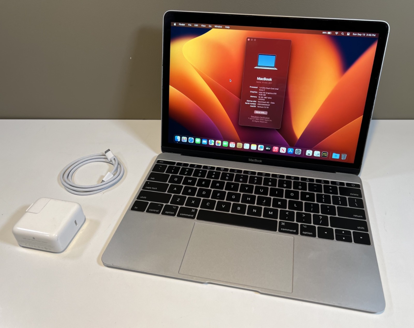 Apple Silver MacBook 12" A1534 2017 1.4GHz i7/16GB/512GB/Good Battery, Max Specs