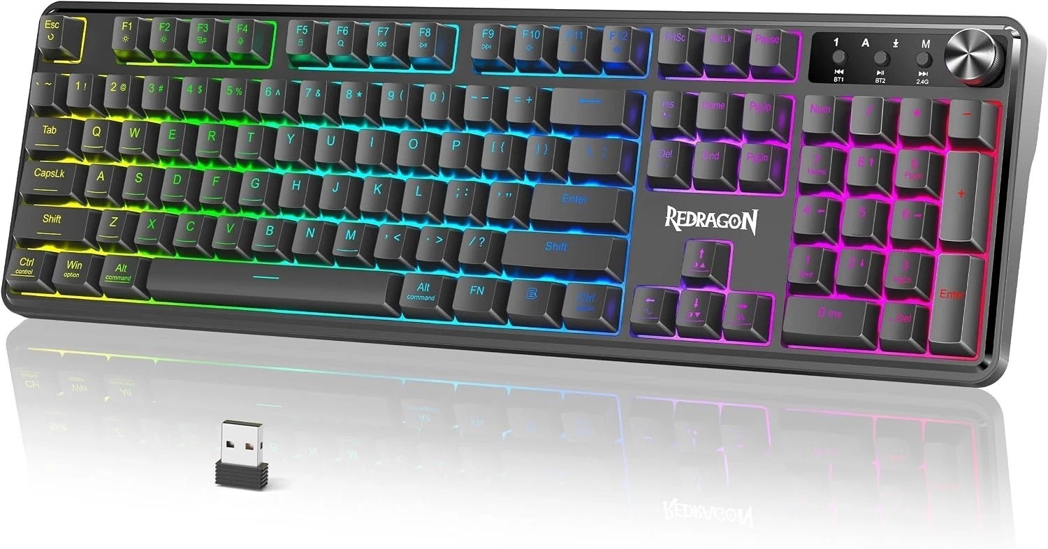 Smooth RM104 Wireless Gaming Keyboard with RGB Backlight & Tri-Mode Connectivity
