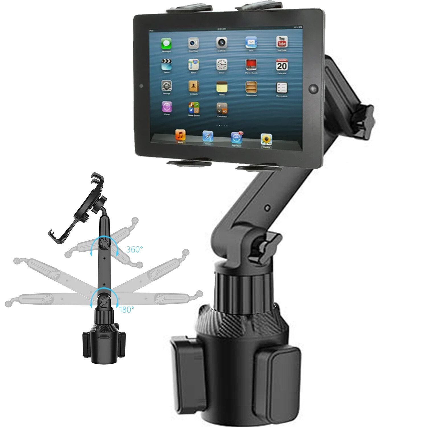 Car Cup Holder Arm Mount Stand for APPLE iPad AIR PRO 12.9 SURFACE TABLET IPHONE
