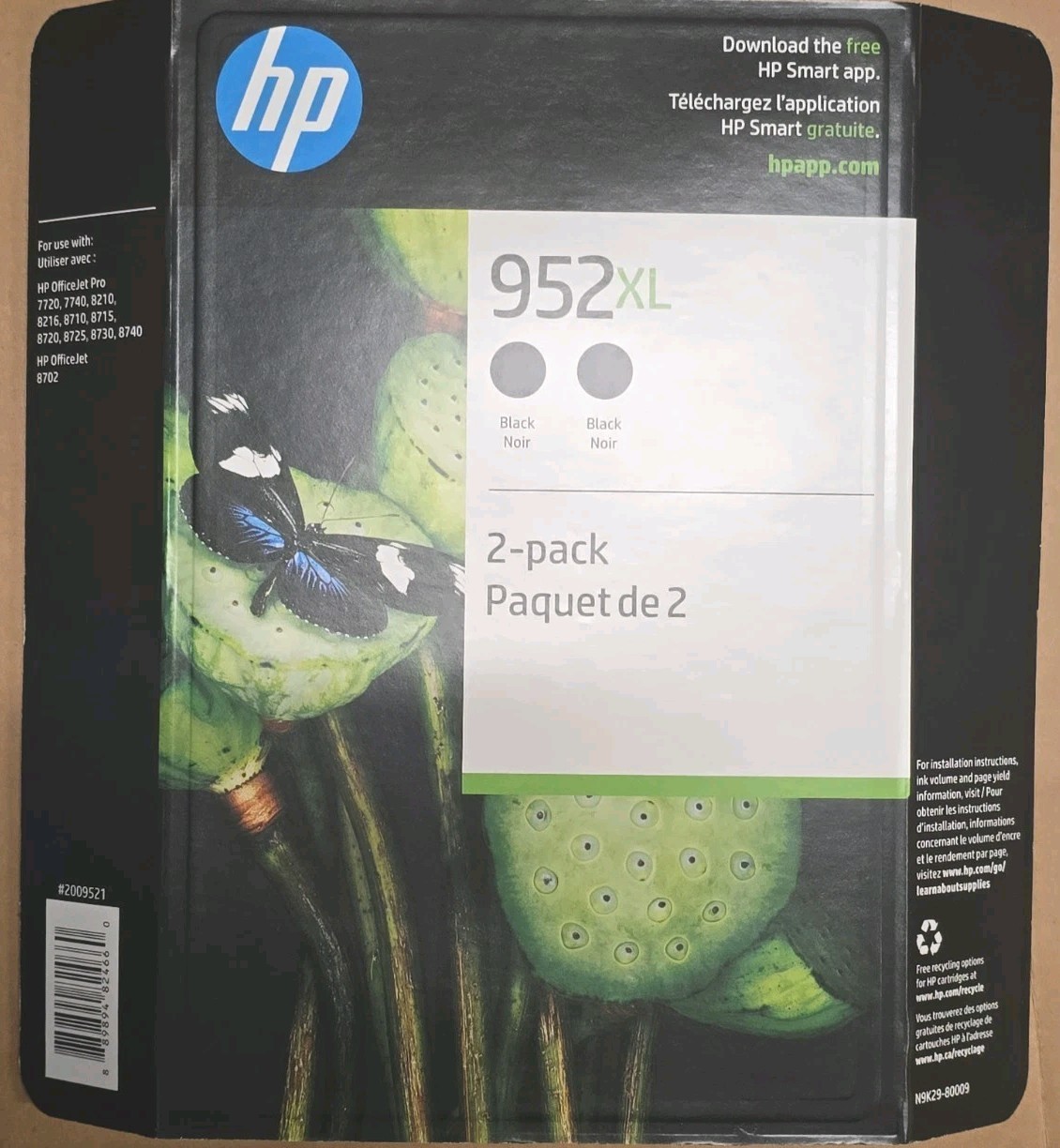 NEW HP 952XL BLACK - 2 PACK  High Yield Ink Cartridges 03/24 