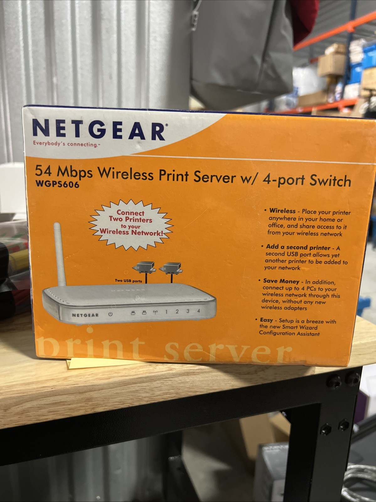 NETGEAR WGPS606 54 Mbps Wireless Print Server w/ 4-Port Switch