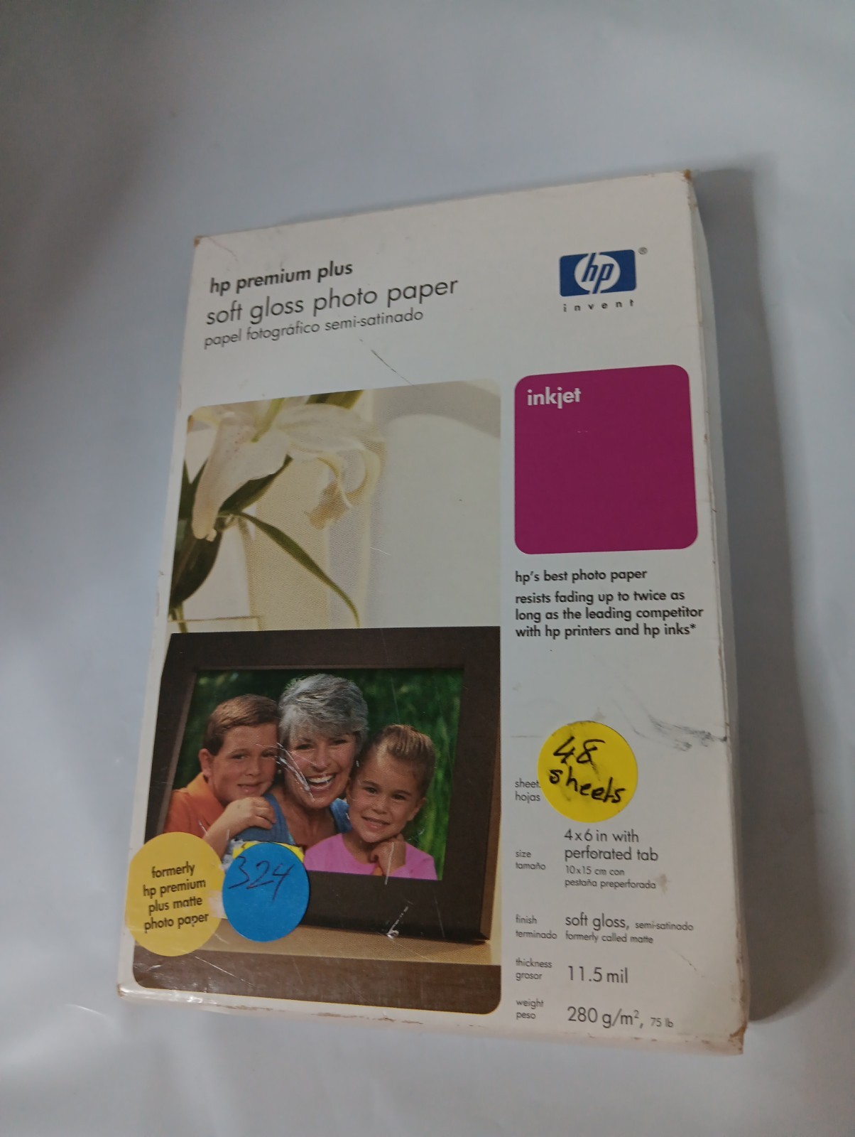 Genuine HP Premium Plus Photo Paper 4X6  Inkjet 48 Sheets Soft Gloss 