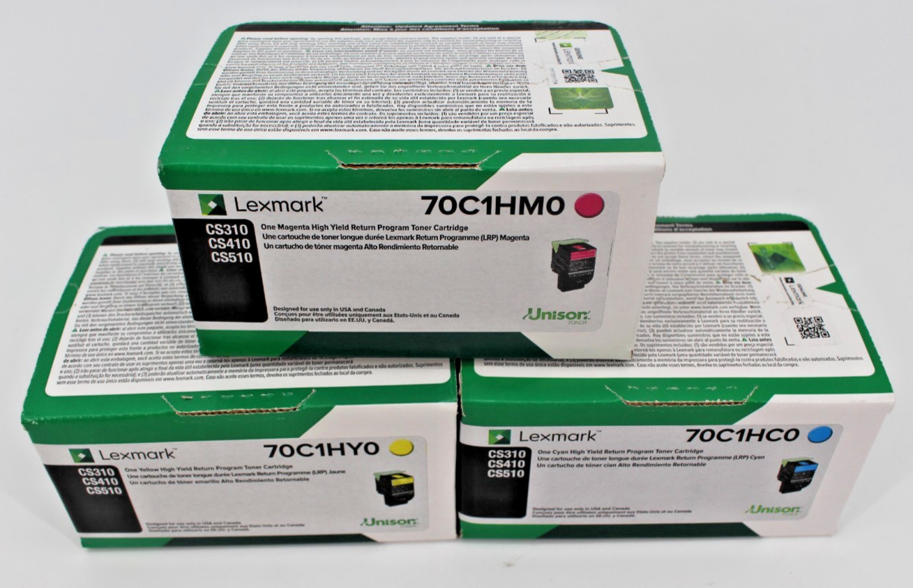 Lexmark 70C1OYO/ 70C1OM0/ 70C1HC0 High Yield  Yellow  Magenta  Cyan SET Qty 3.