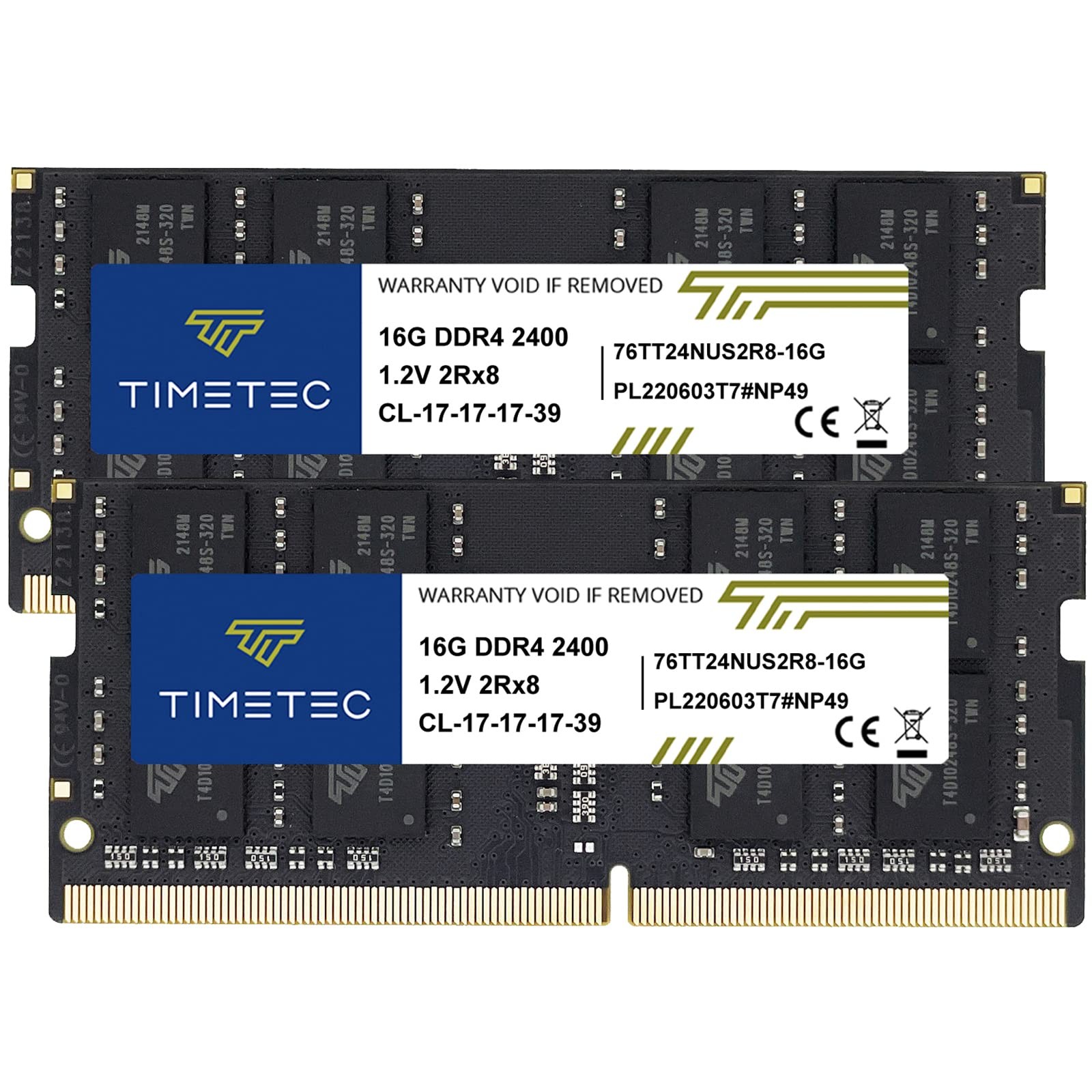 Timetec 32GB KIT2x16GB DDR4 2400MHz PC4-19200 Non-ECC Unbuffered 1.2V CL17 2R...