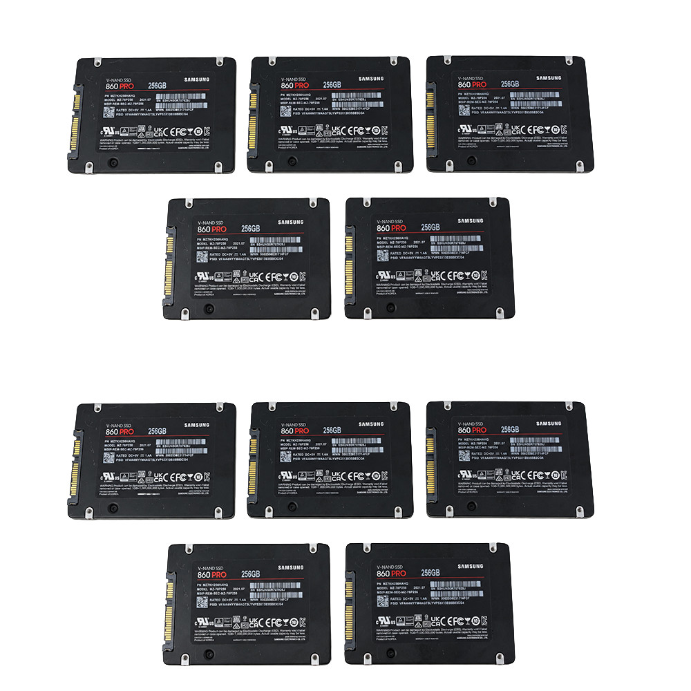 LOT OF 10 UNITS- Samsung 860 PRO 256GB 2.5" SATA III SSD MZ-76P256 V-NAND Drive
