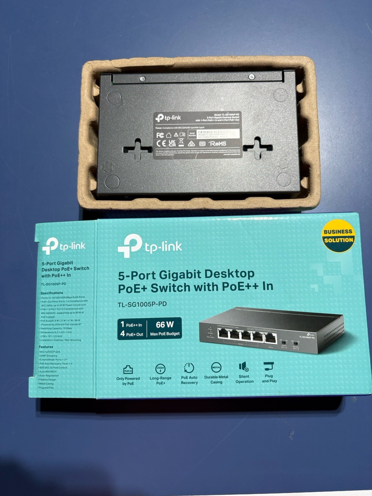 TP-LINK TL-SG1005P-PD 5-Port Gigabit Unmanaged Desktop PoE+ Switch PoE++ In